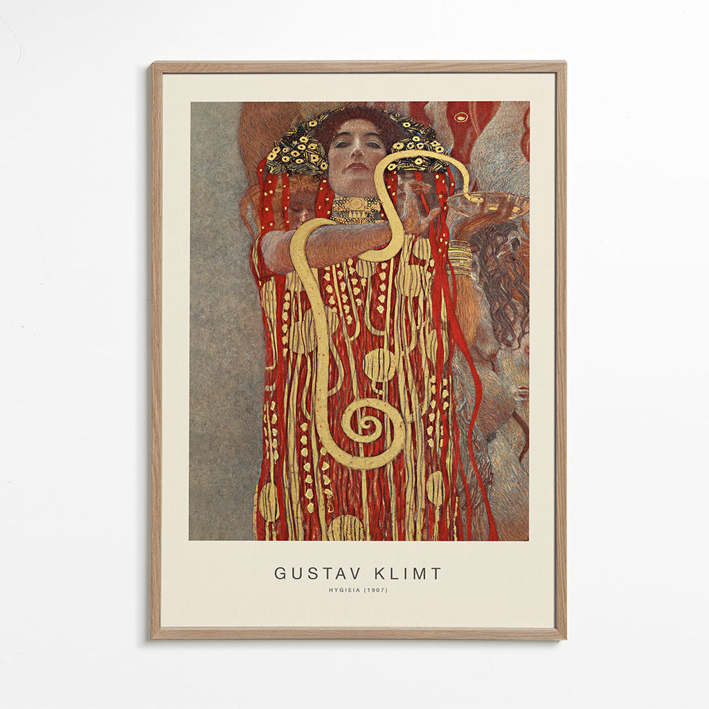 Vintage kunst Hygieia van Klimt in goud en rood