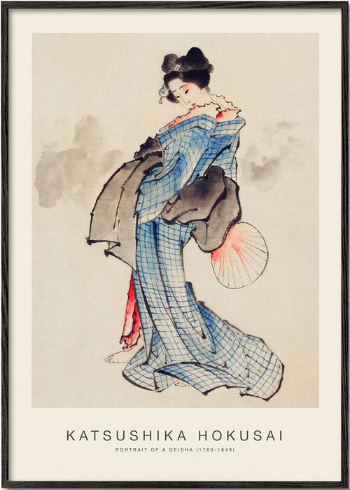 Geisha-illustratie met blauw kimono