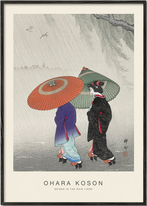 Japanse geisha illustratie in de regen