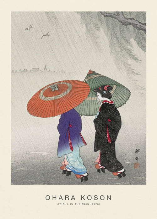 Japanse geisha illustratie in de regen
