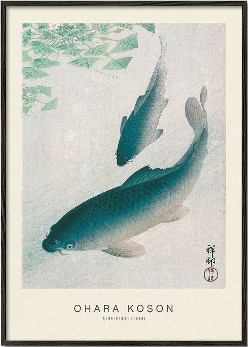Koi Japanse print in blauwtinten
