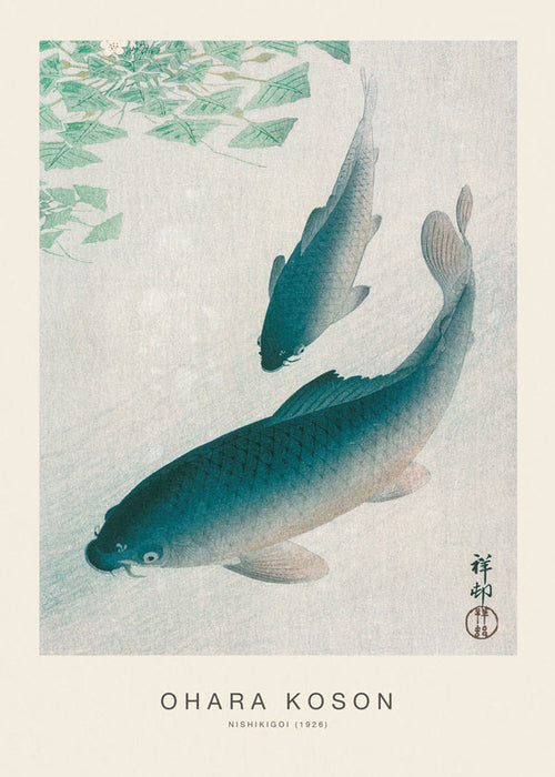 Koi Japanse print in blauwtinten