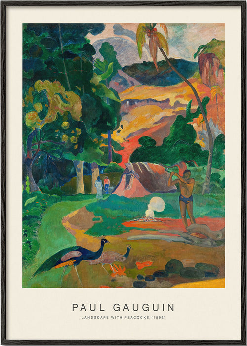 Tropisch landschap met pauwen