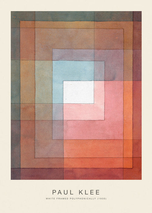 Abstracte poster met concentrische aquarelrechthoeken