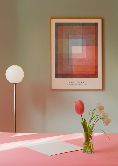 Abstracte poster met concentrische aquarelrechthoeken