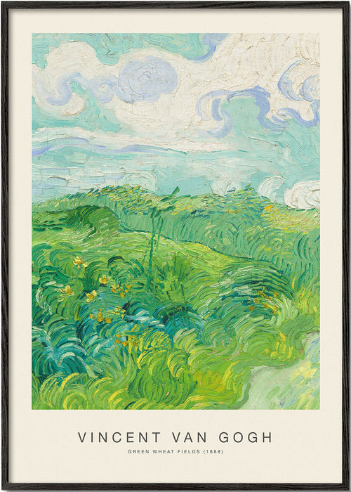 Landschapskunst met groene graanvelden en expressieve penseelvoering