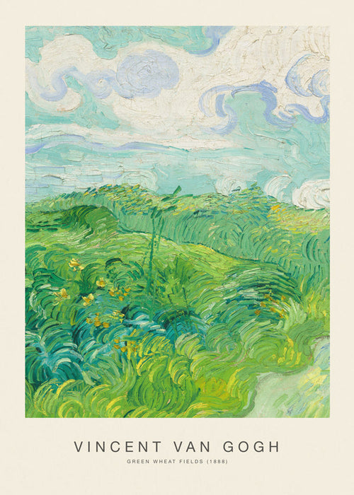 Landschapskunst met groene graanvelden en expressieve penseelvoering