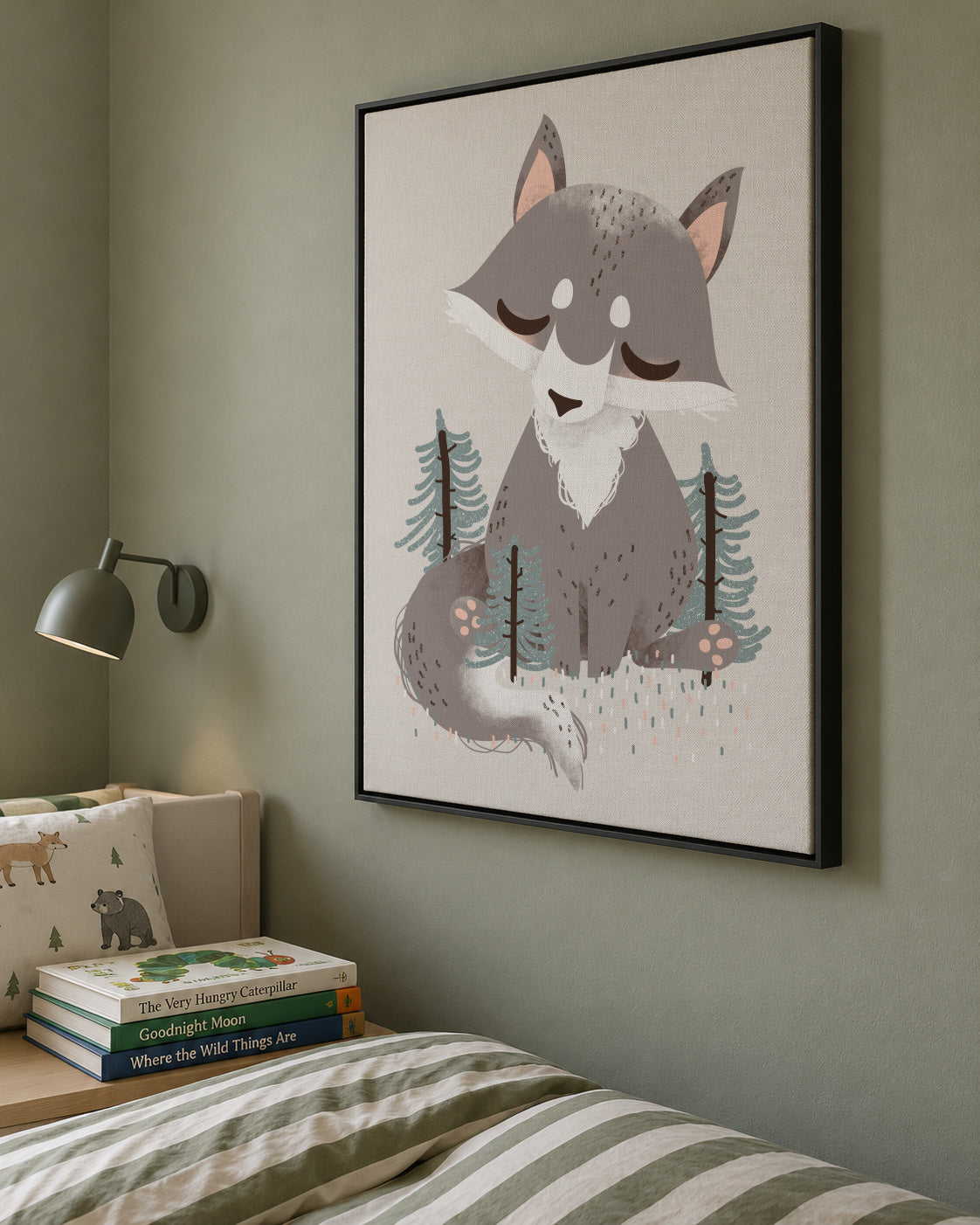 Animignons the Wolf - Framed canvas in an interior