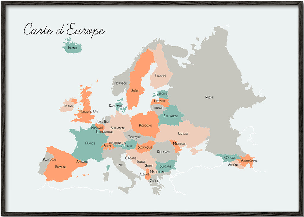 Keuken kunst Europa kaart in zachte pastels