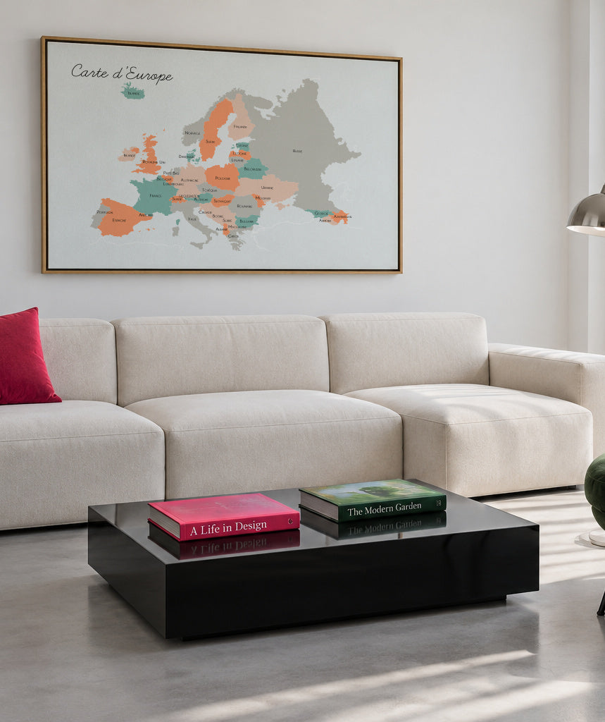 Carte d’Europe (french) - Framed canvas in an interior