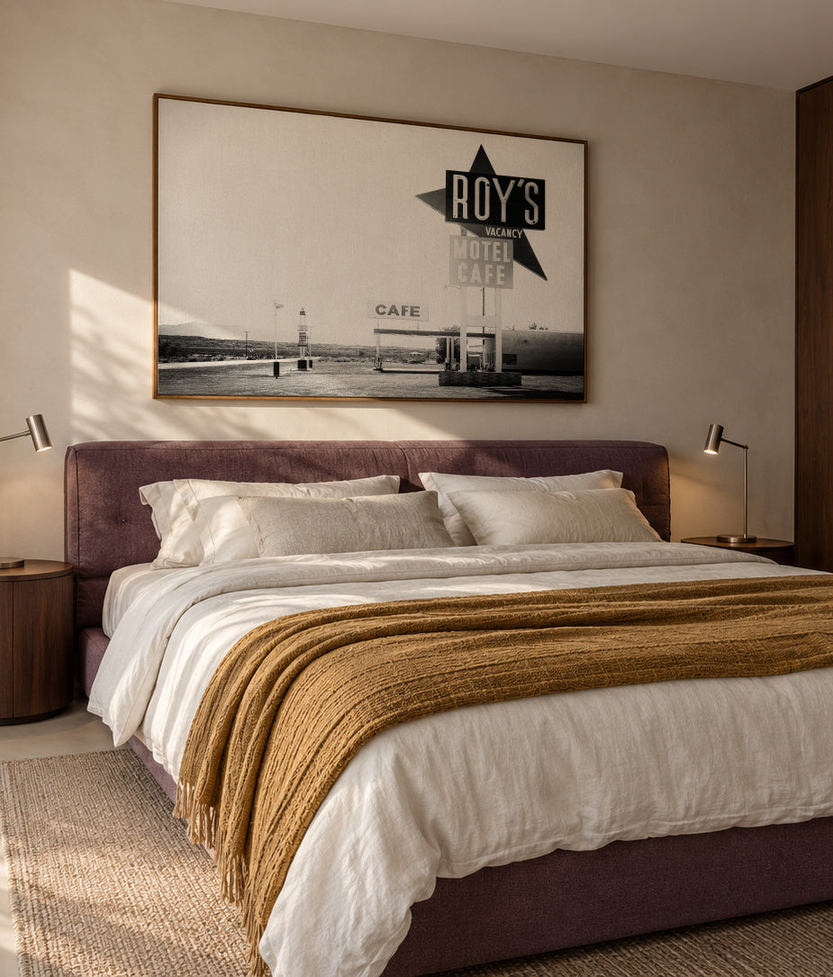 Black Arizona - Route 66 Motel Cafe - Framed canvas in an interior