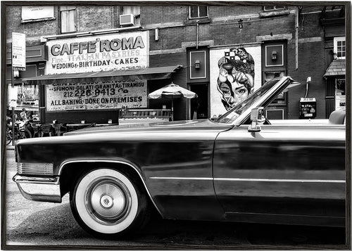 Fotografie klassieke auto en stedelijke muurschildering