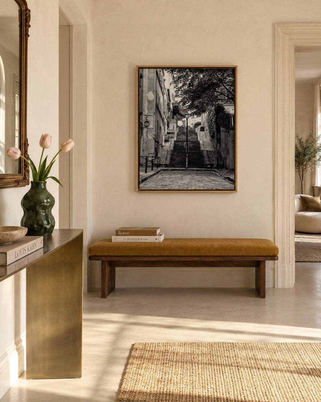 Black Montmartre - French Street - Framed canvas in an interior
