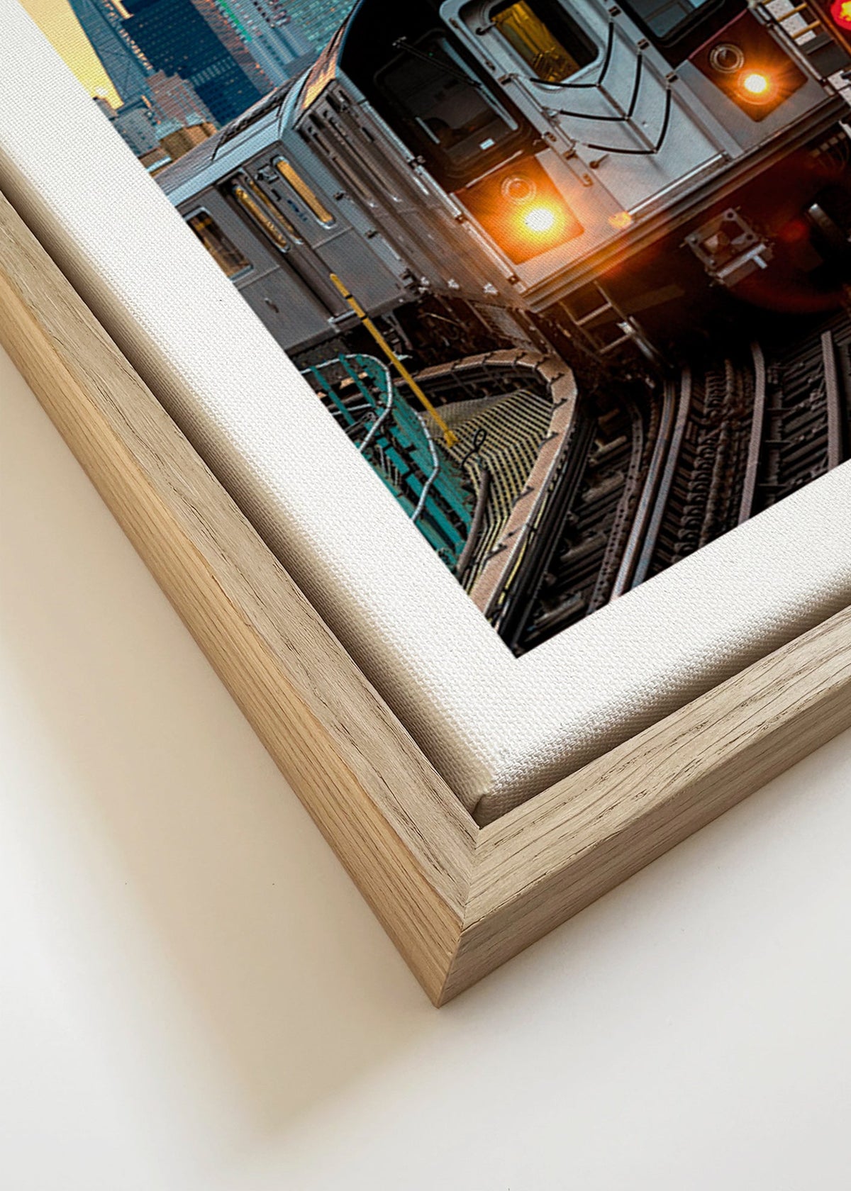 Stadtbild: U-Bahn 7 bei Sonnenuntergang – Canvas detail