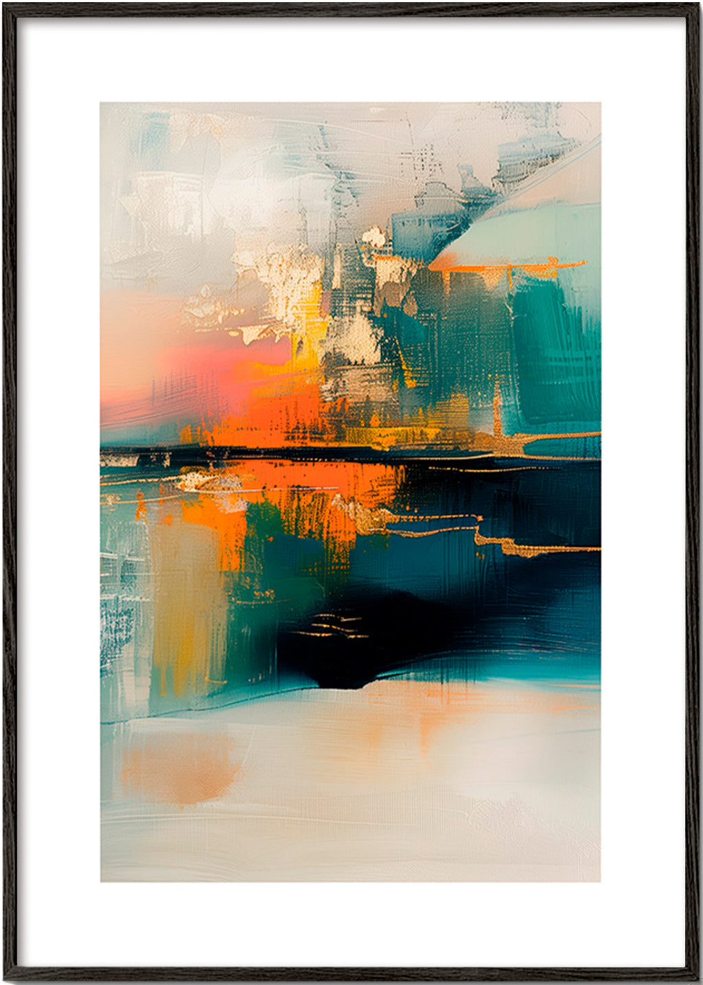 Abstract kunstwerk met waterreflecties – Black Frame
