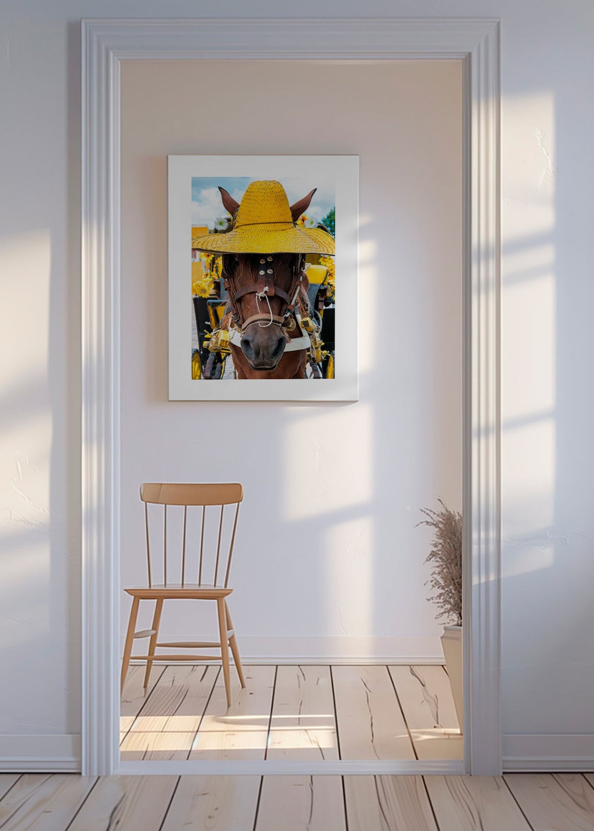 Pferd mit gelbem Hut – Canvas