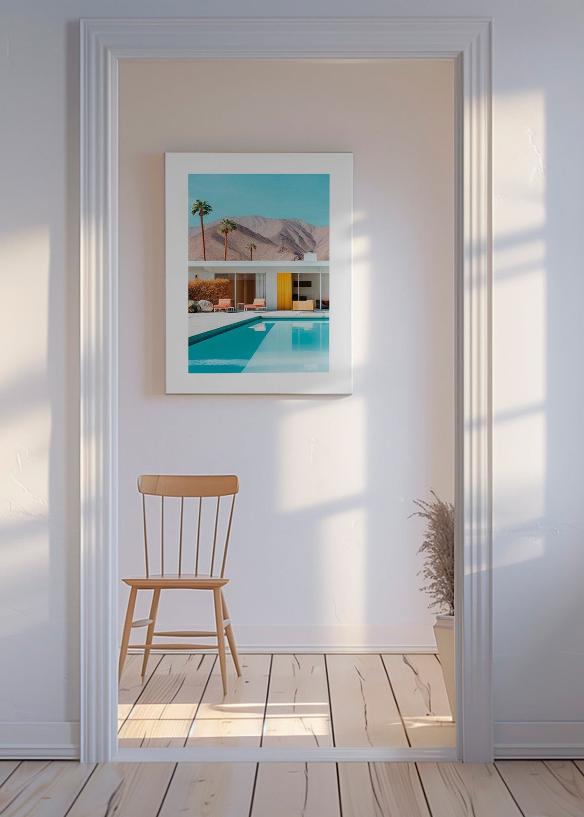 Landschaft mit Pool und Palmen – Canvas