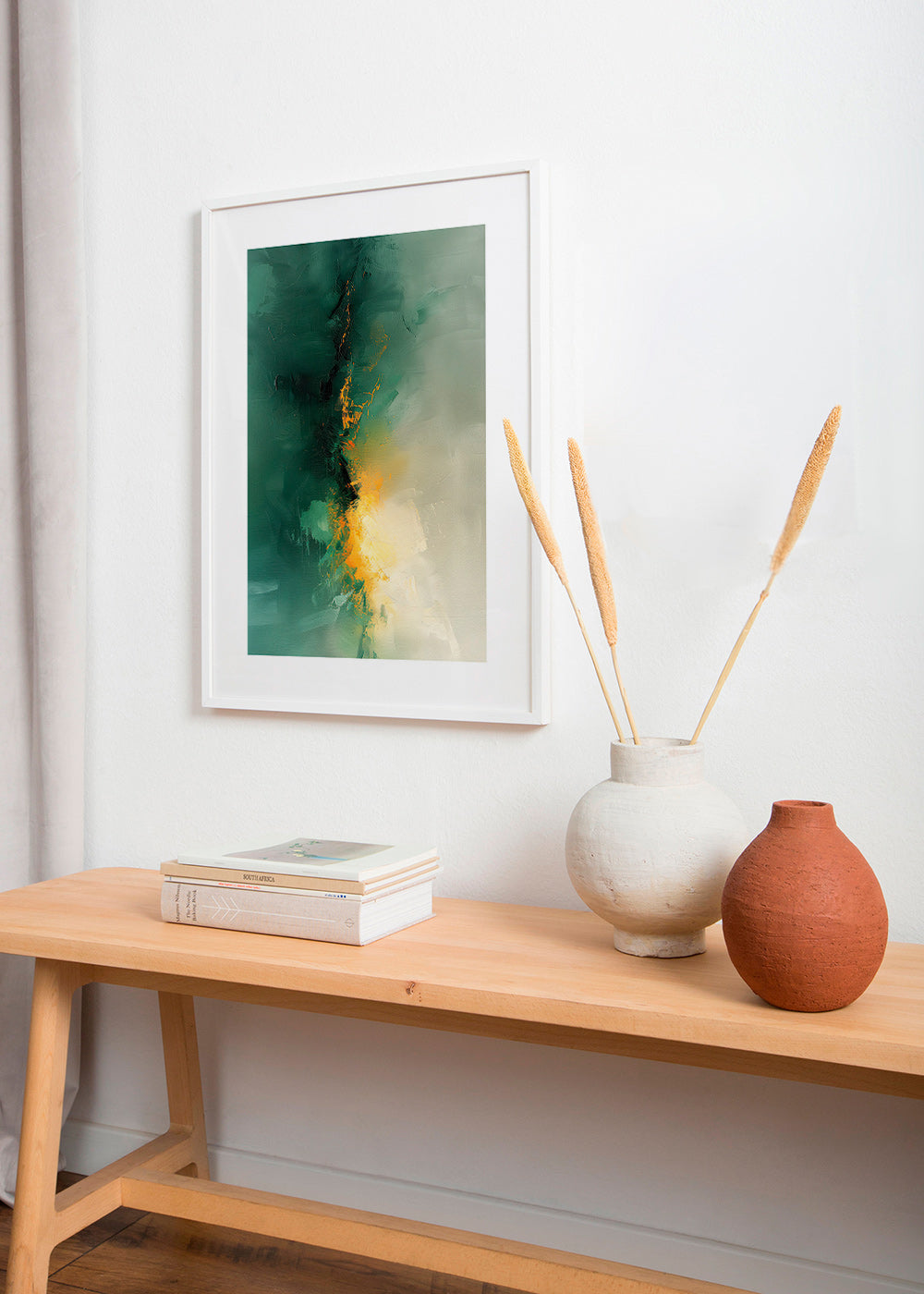 Abstracte kunst groen en goud - Schemering – Product1