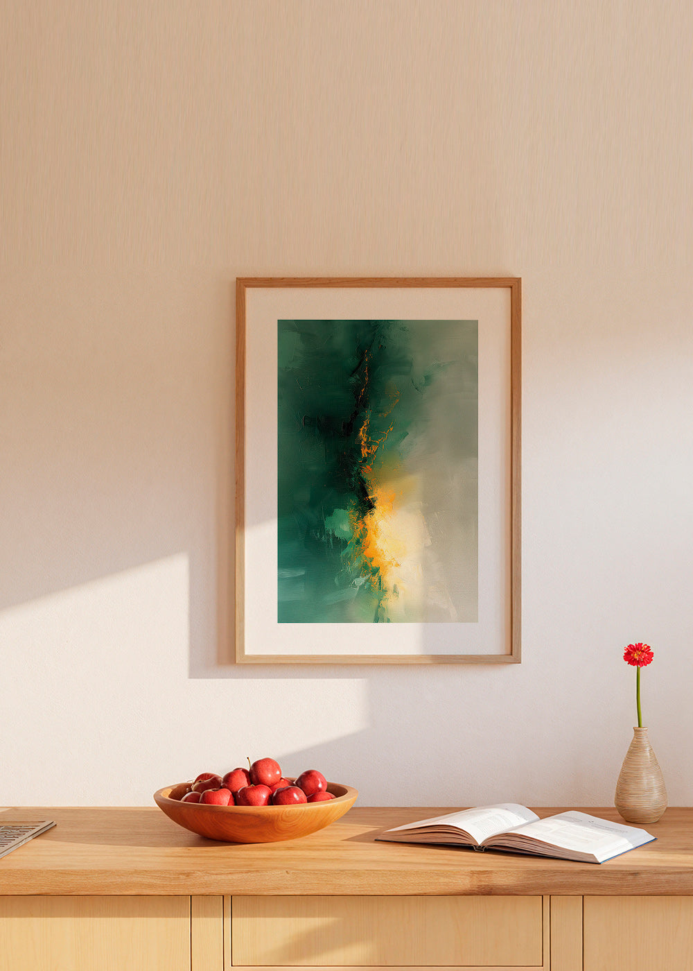 Abstracte kunst groen en goud - Schemering – Product2