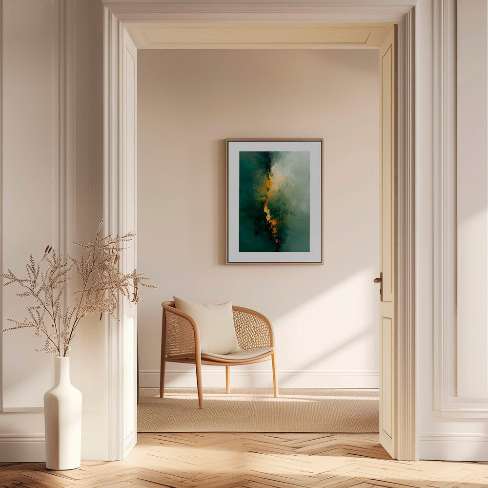 Abstract kunstwerk met verticale groene strepen – Canvas2