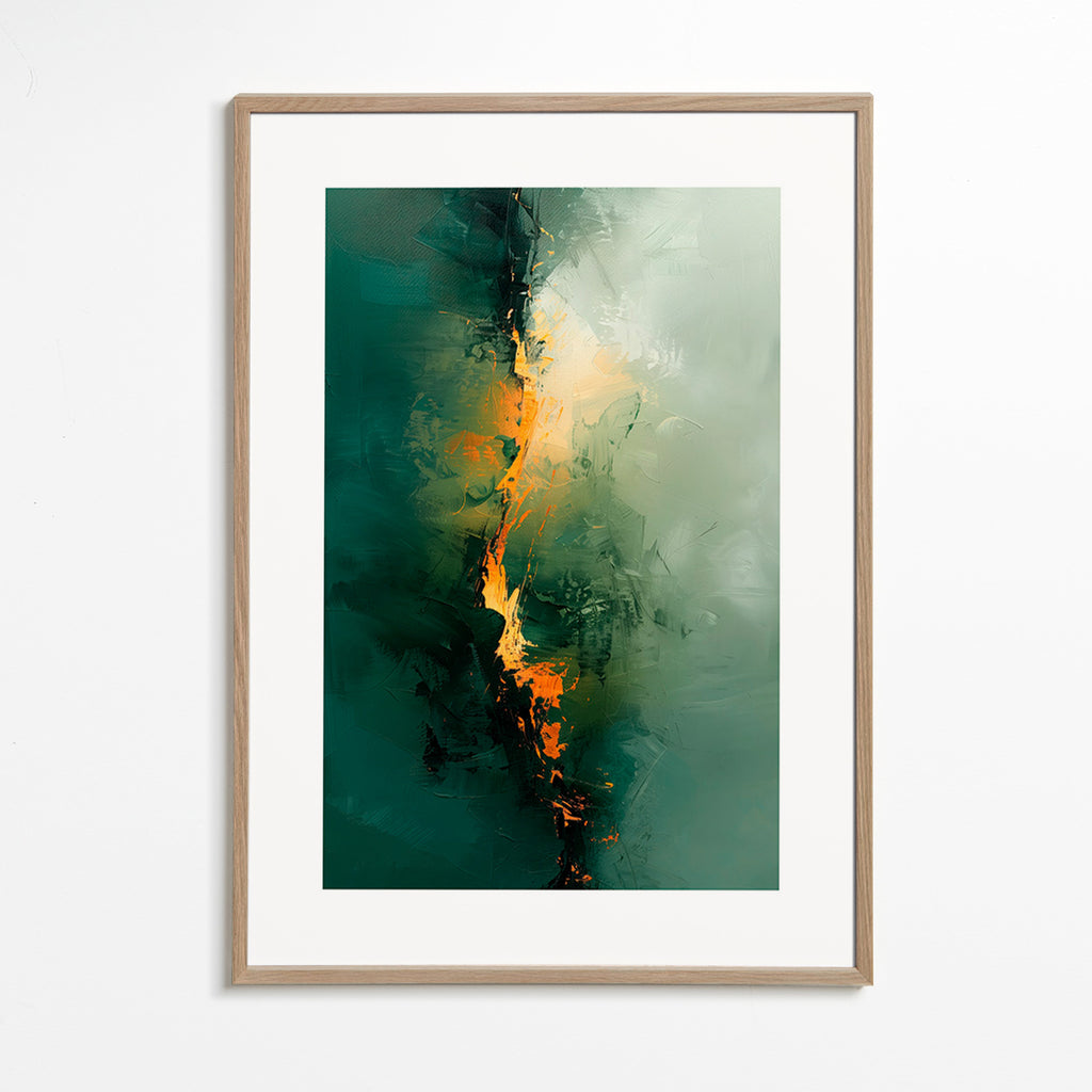 Abstract kunstwerk met verticale groene strepen – Oak Frame