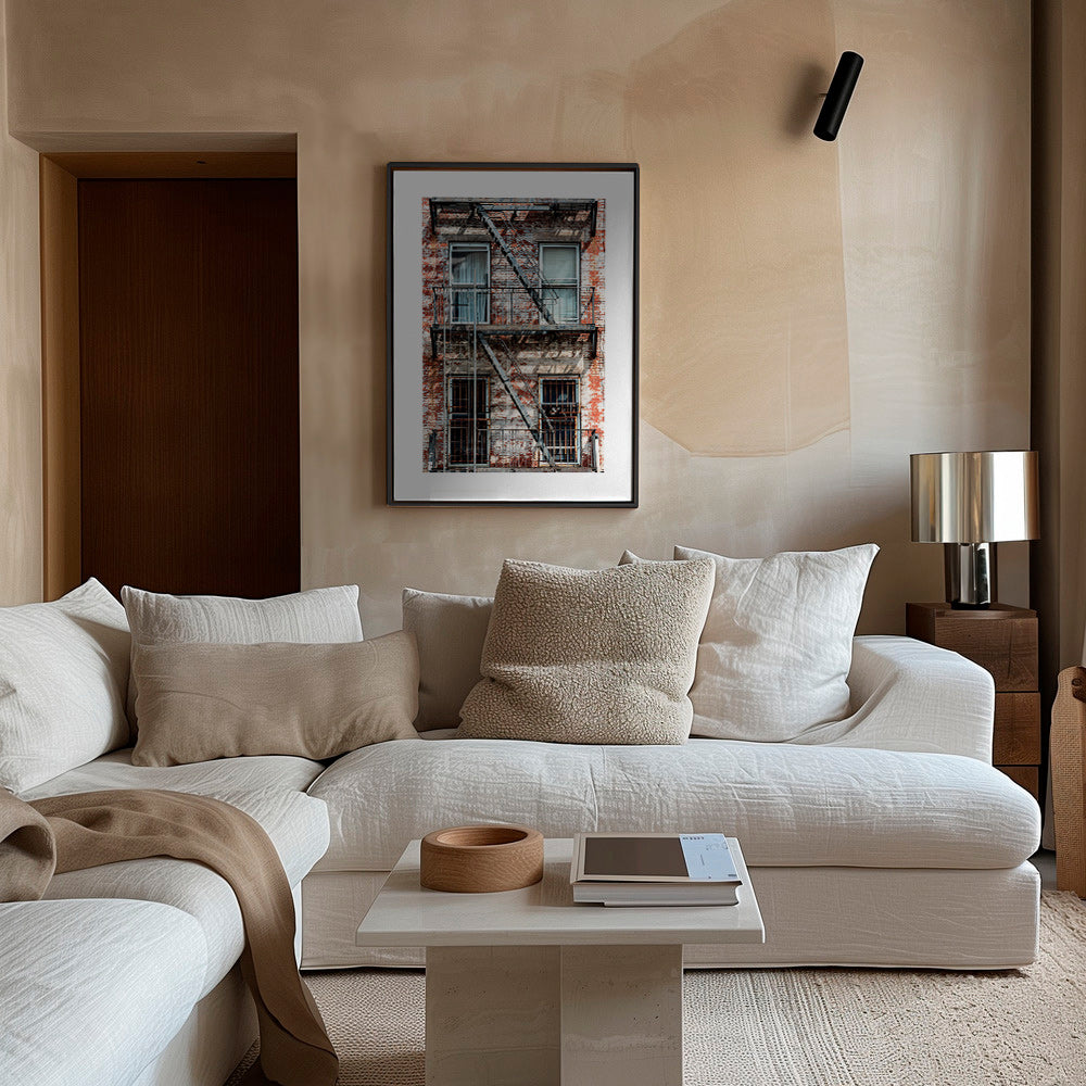 Fassadenfotografie mit Feuertreppe – Canvas1