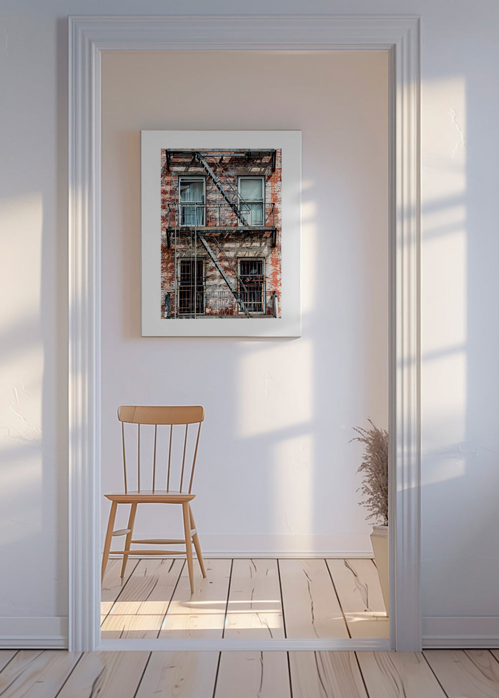 Fassadenfotografie mit Feuertreppe – Canvas