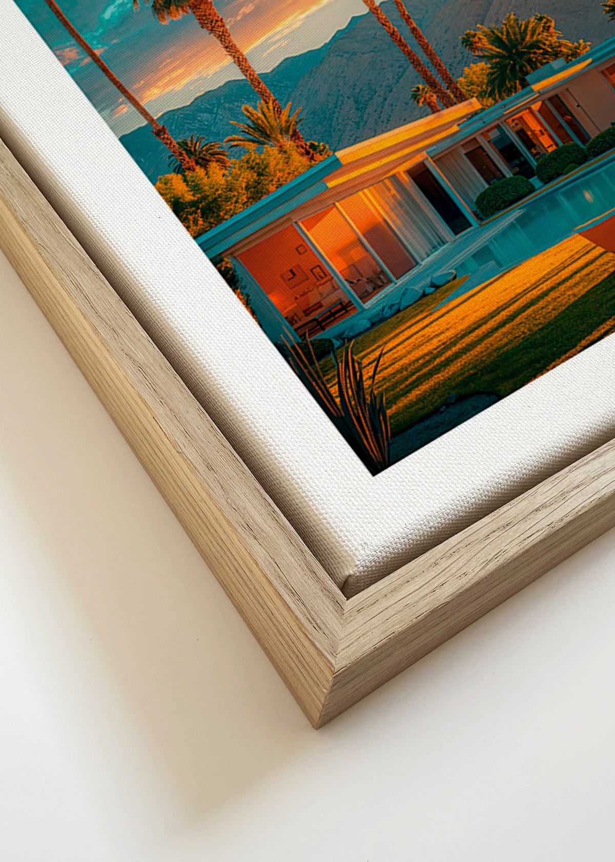 Tableau de paysage: coucher de soleil et palmiers – Canvas detail