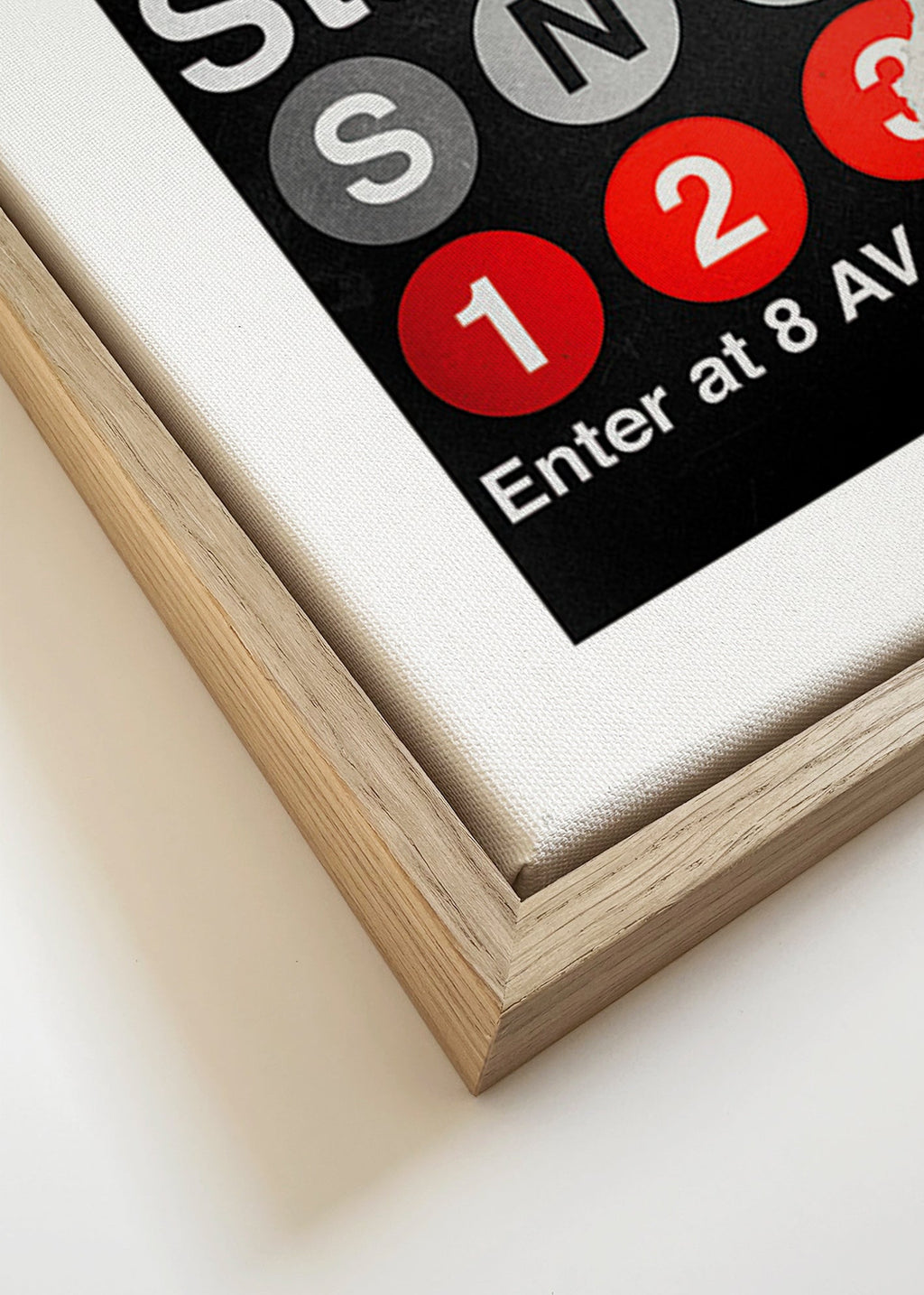 Reisposter met rood Metro-bord – Canvas detail