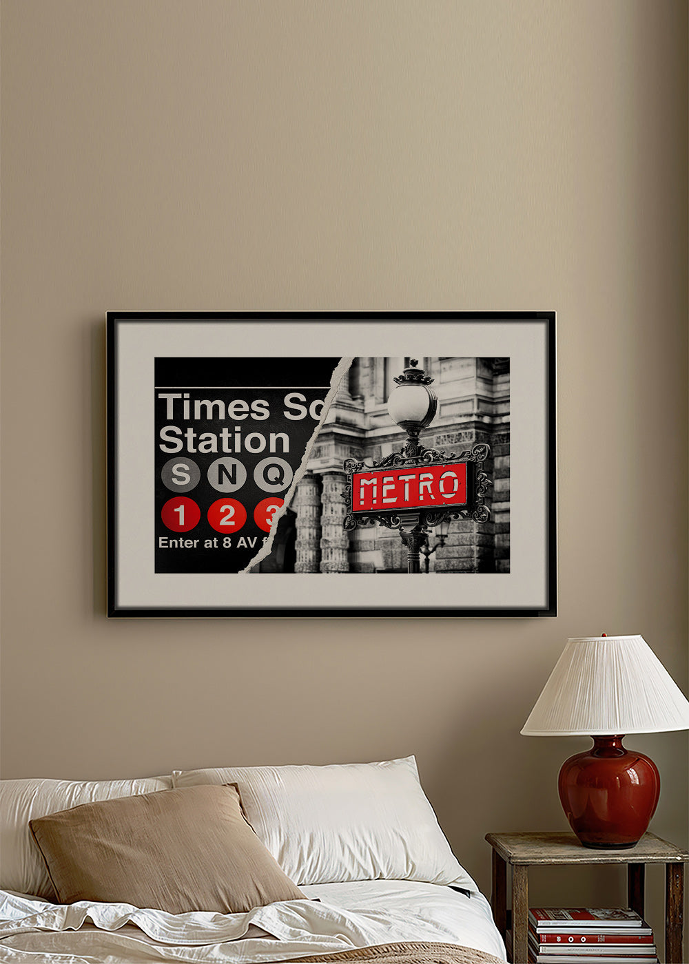 Reisposter met rood Metro-bord – Canvas2