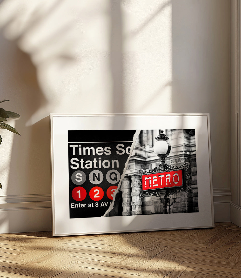 Reisposter met rood Metro-bord – Product2