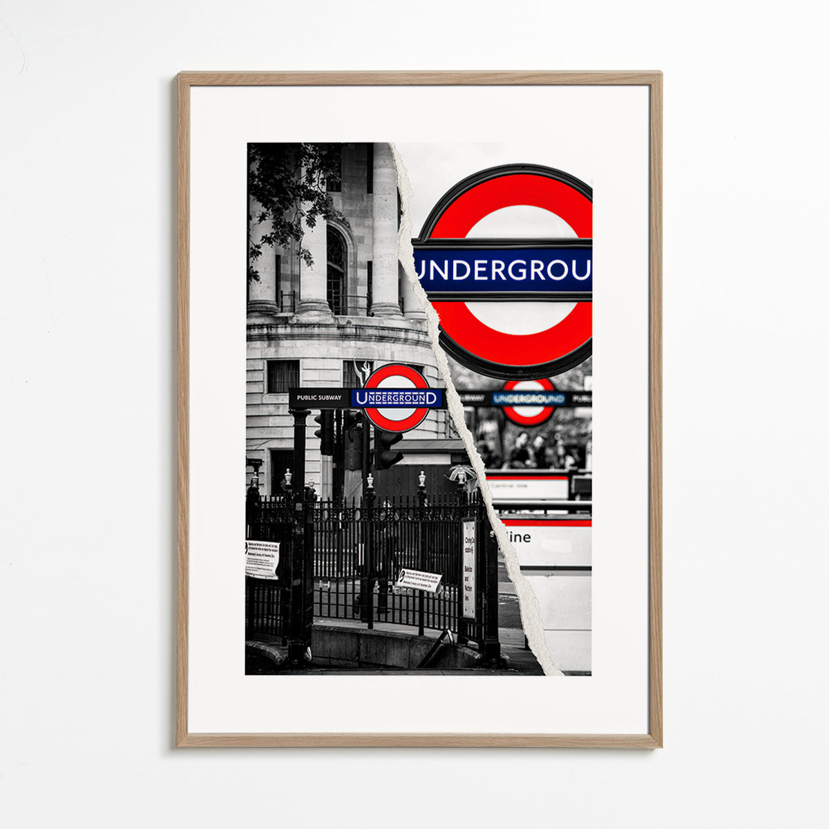 Stadskunst met Underground-bord uit Londen – Oak Frame