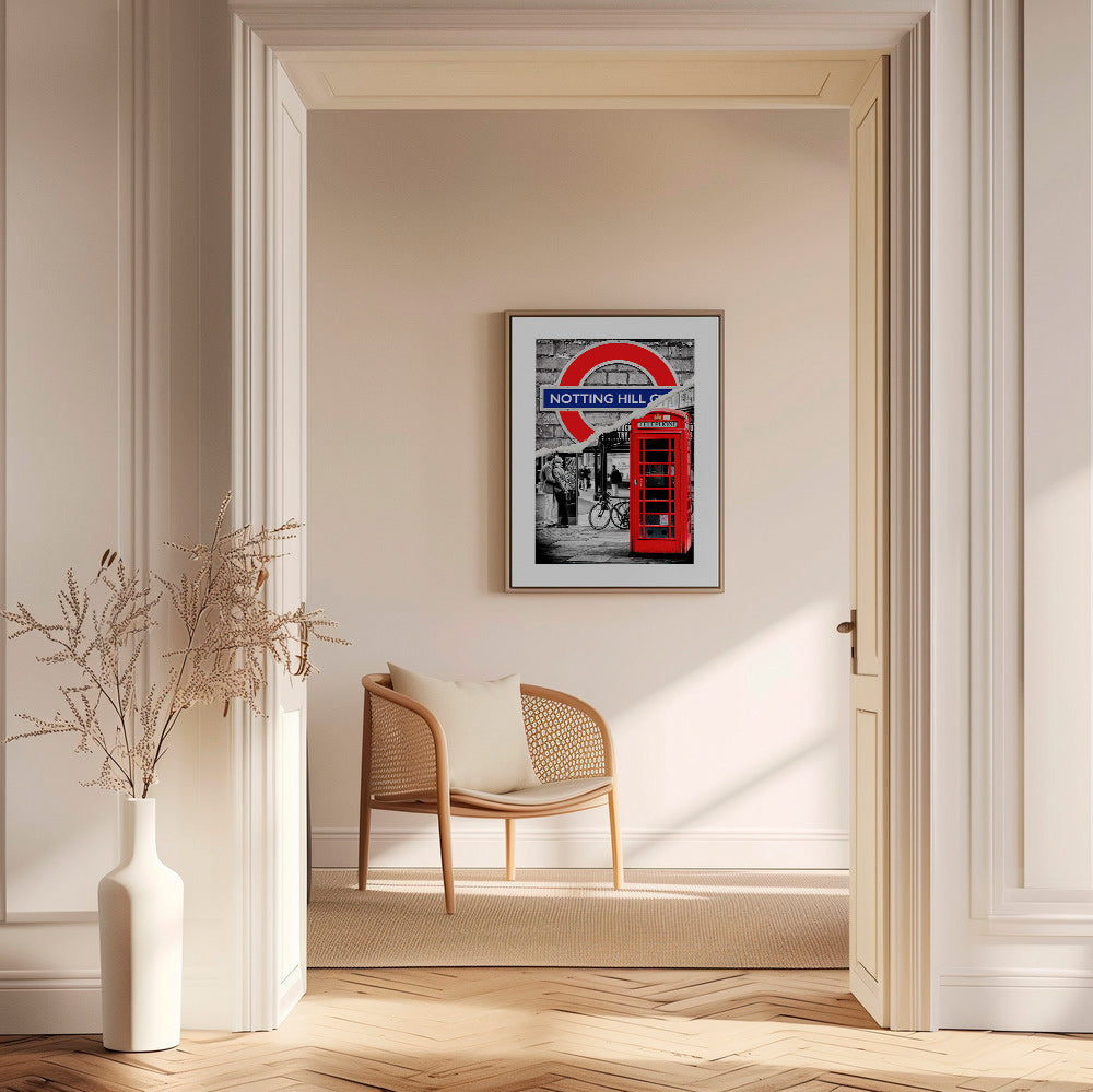 Keuken kunst? Stadskunst met rode telefooncel Notting Hill – Canvas2