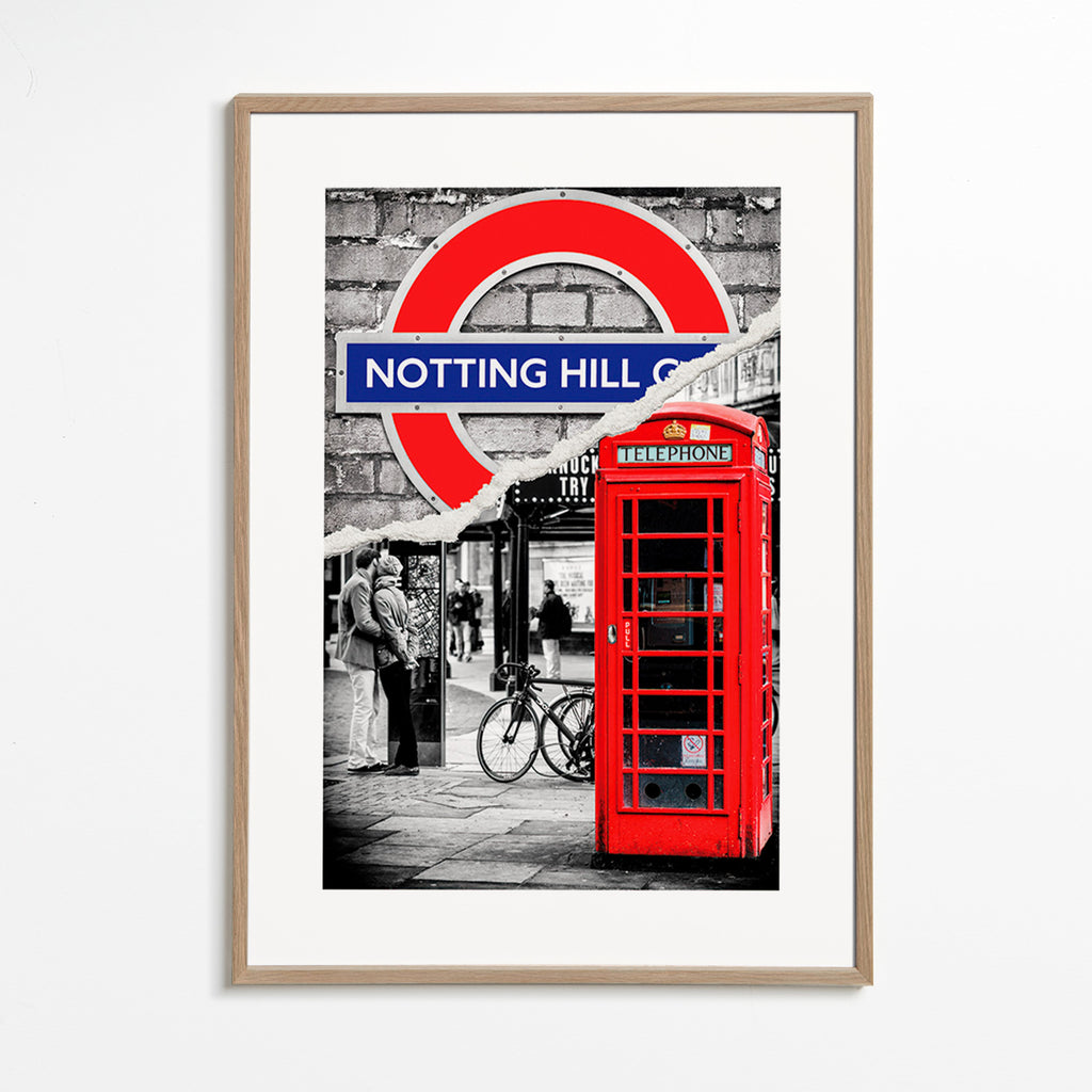 Keuken kunst? Stadskunst met rode telefooncel Notting Hill – Oak Frame