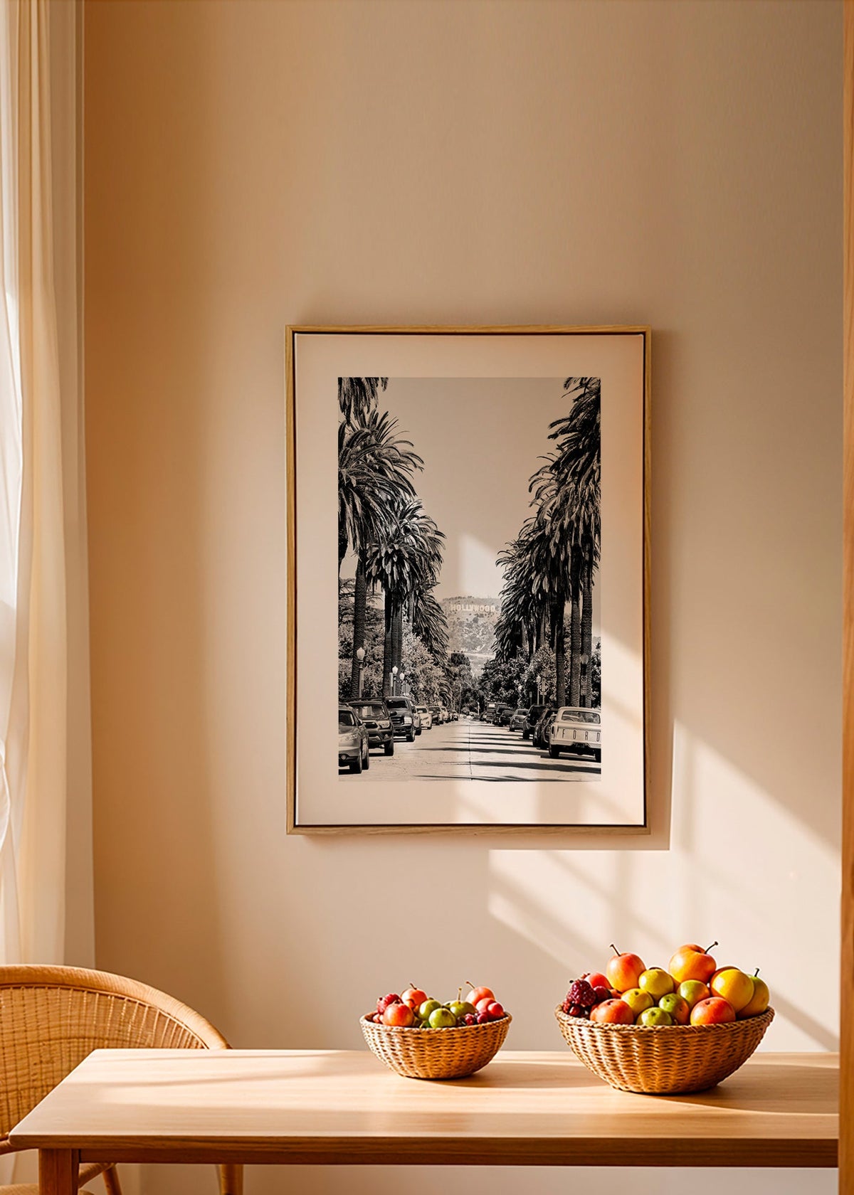 Reisposter Hollywood palmenstraat in zwart-wit – Canvas2