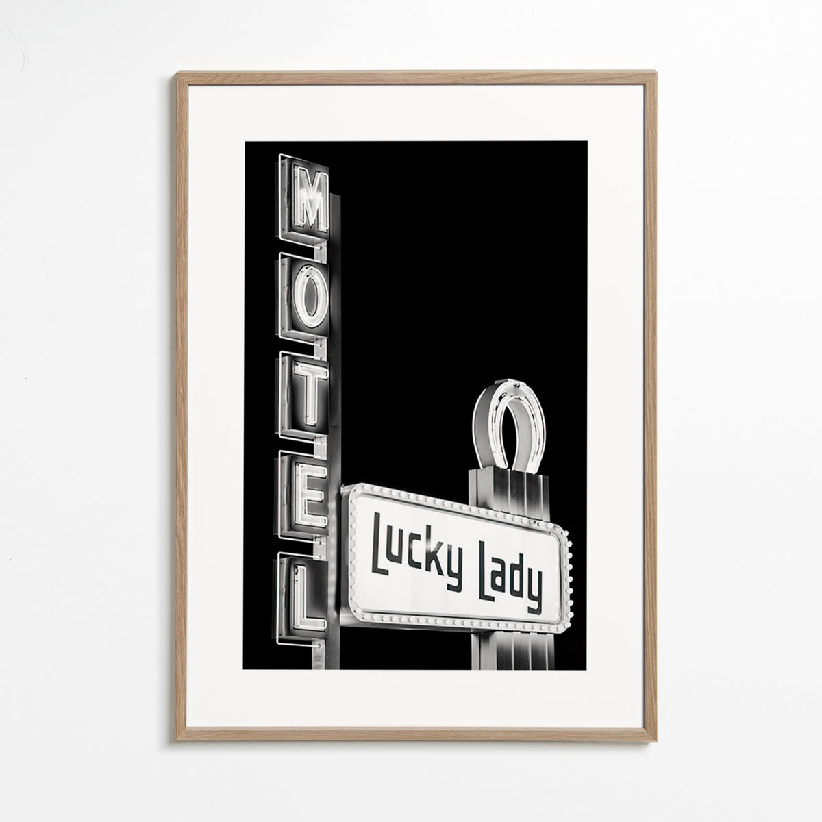 Photographie enseigne Lucky Lady du motel – Oak Frame
