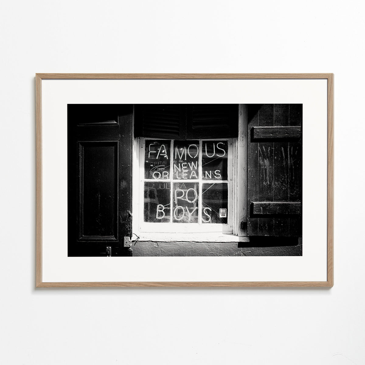 Küchenkunst: New Orleans Schild in Schwarzweiß – Oak Frame