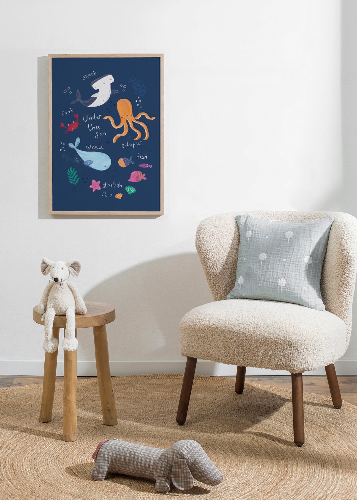 Under the sea kids art print - Framed poster in an interior