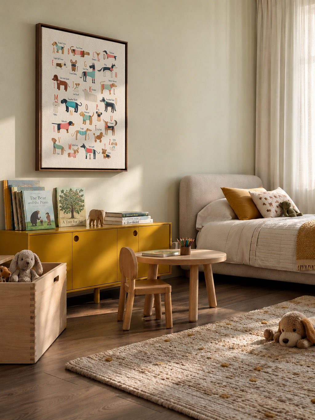 Alphabet Dogs Breed - Framed canvas in an interior