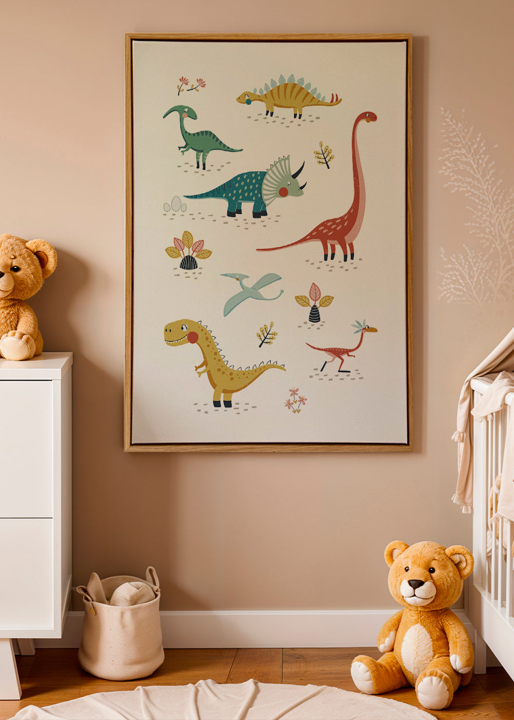 Kinderposter met speelse dinosaurussen