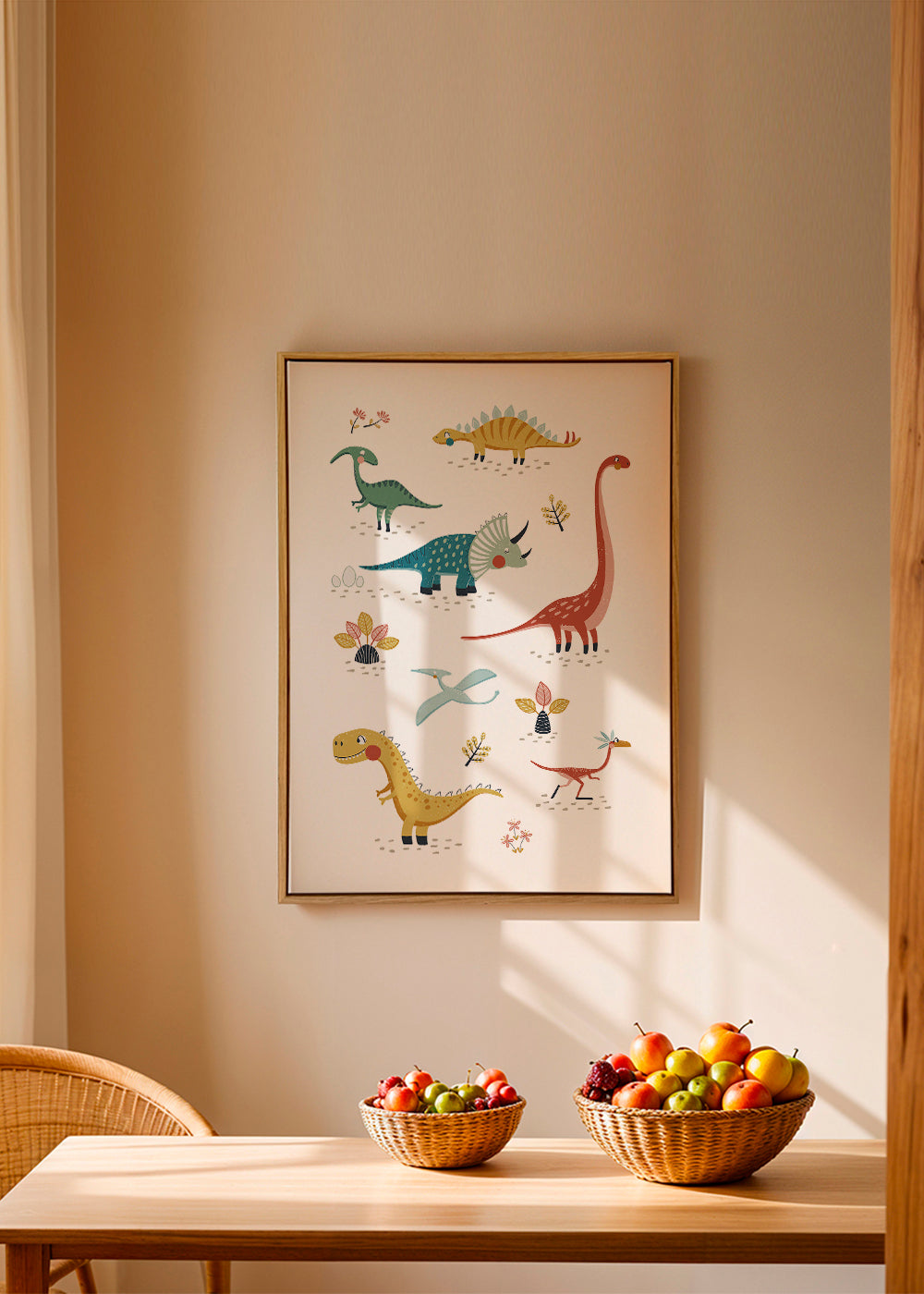 Kinderposter met speelse dinosaurussen
