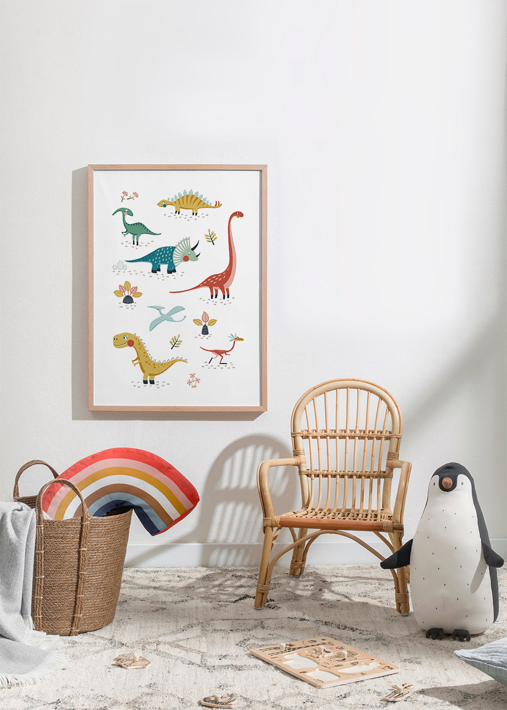 Kinderposter met speelse dinosaurussen