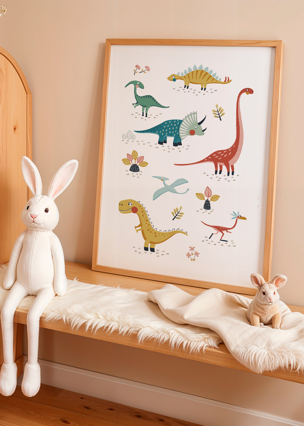 Kinderposter met speelse dinosaurussen
