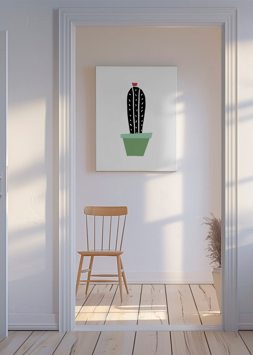 Botanische poster: minimalistische cactus in pot