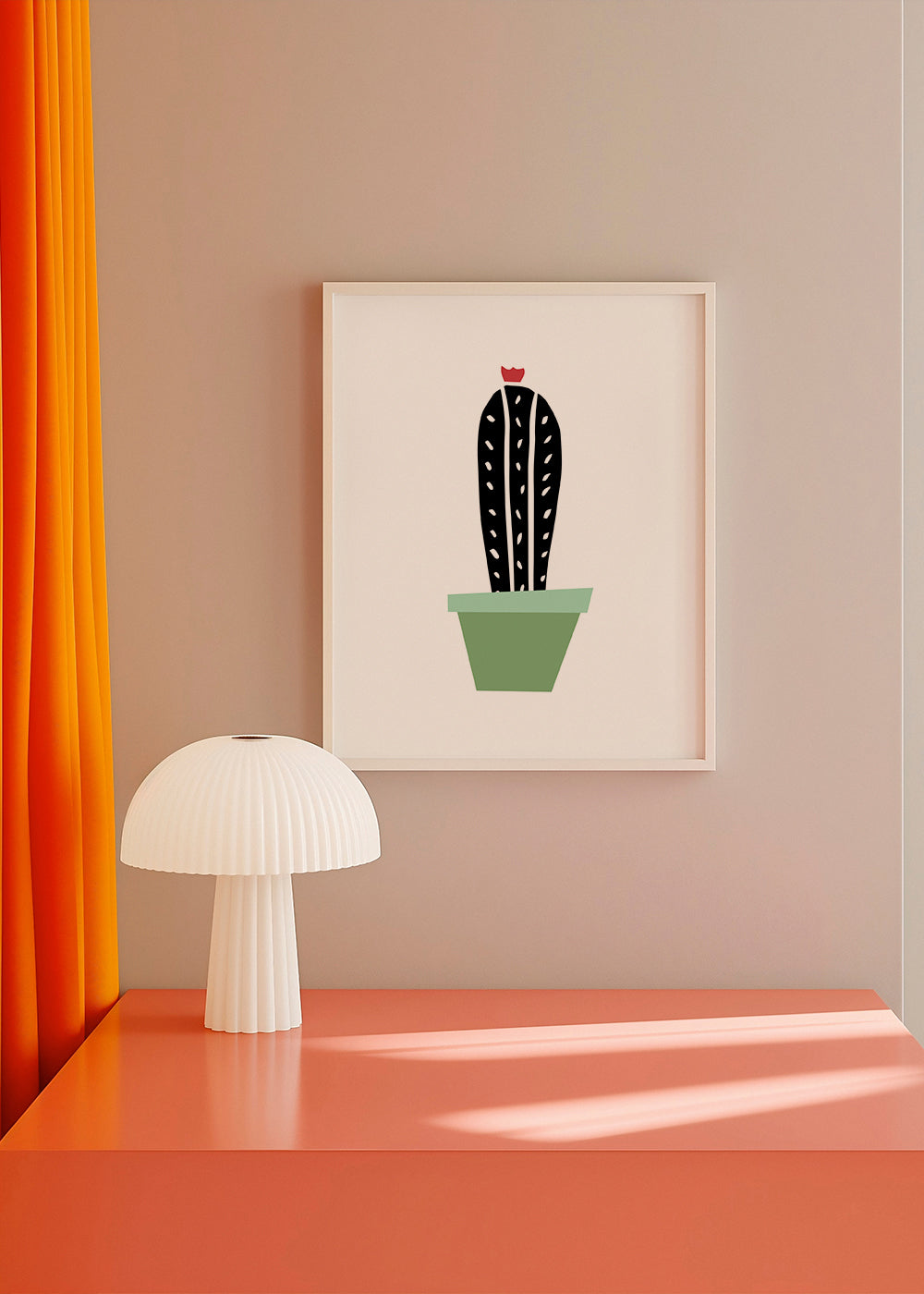Botanische poster: minimalistische cactus in pot