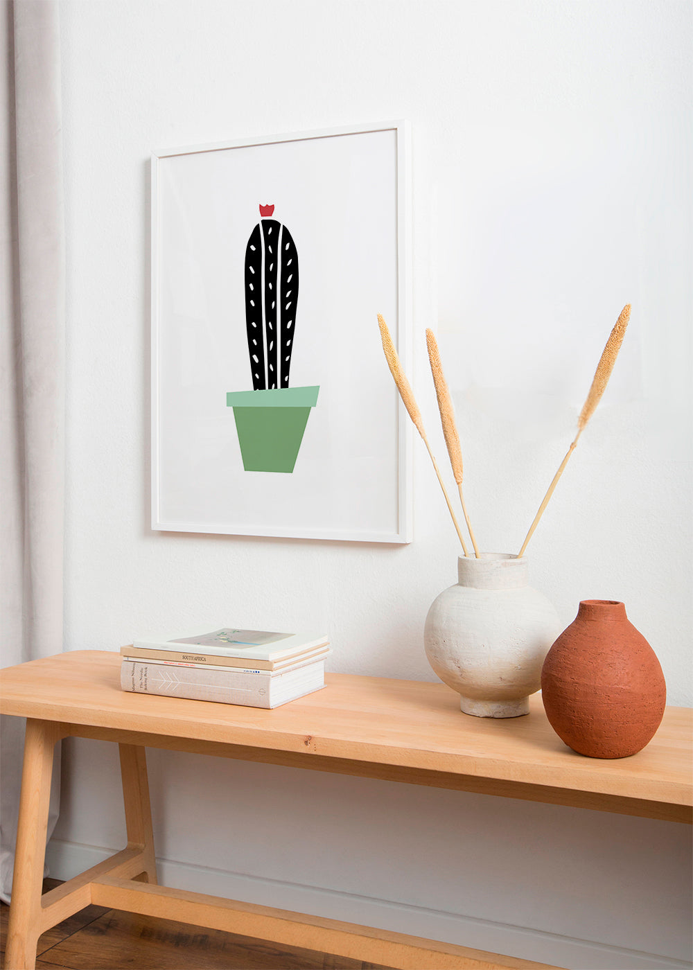 Botanische poster: minimalistische cactus in pot