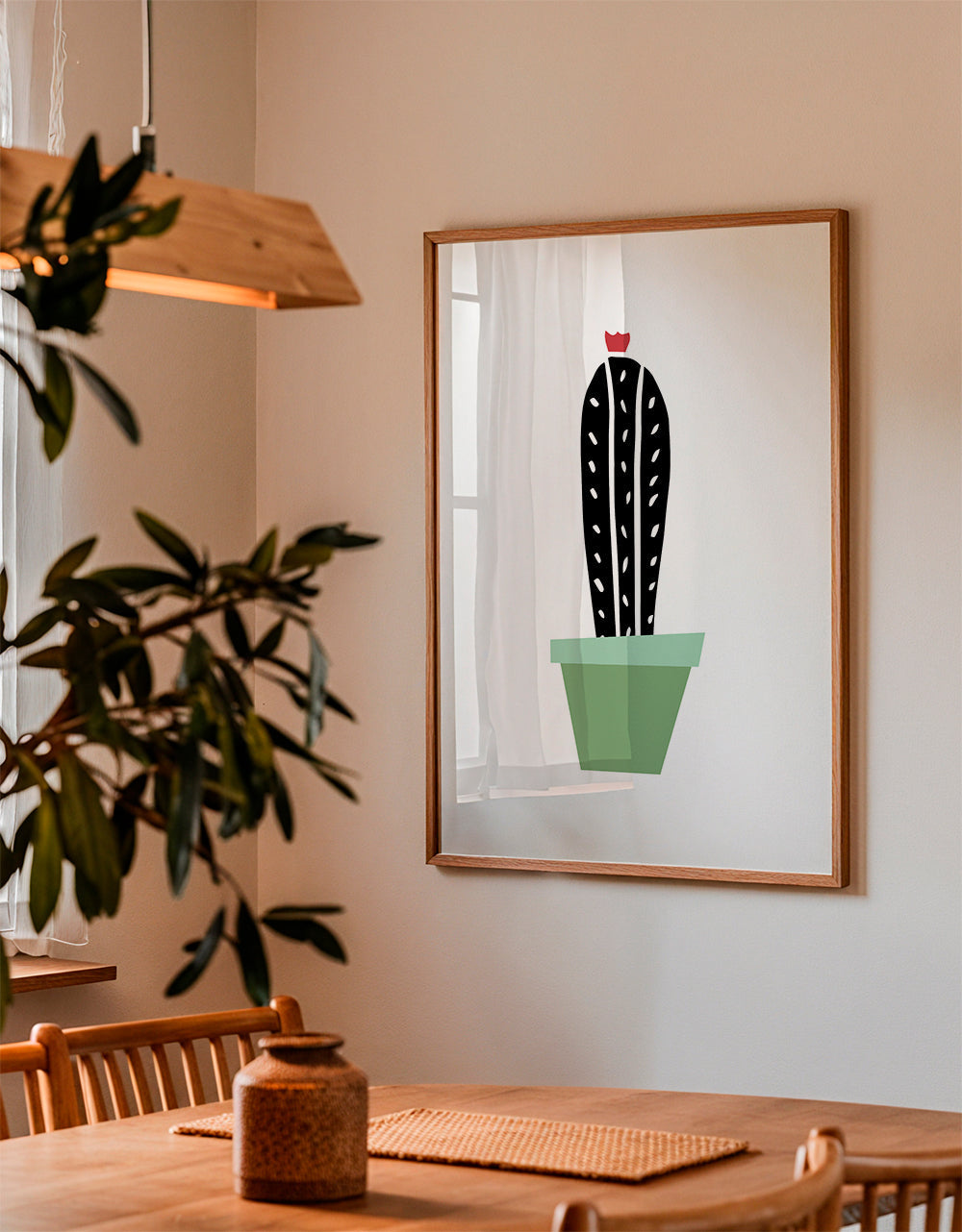 Botanische poster: minimalistische cactus in pot
