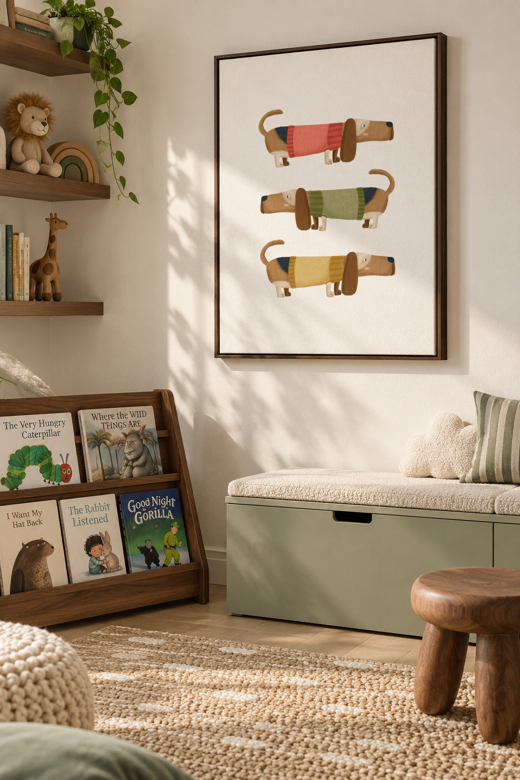 Basset Hound - Framed canvas in an interior