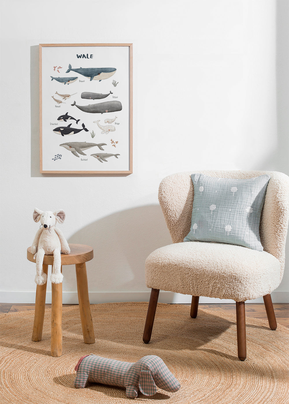 Kinderposter met walvissen in aquarel