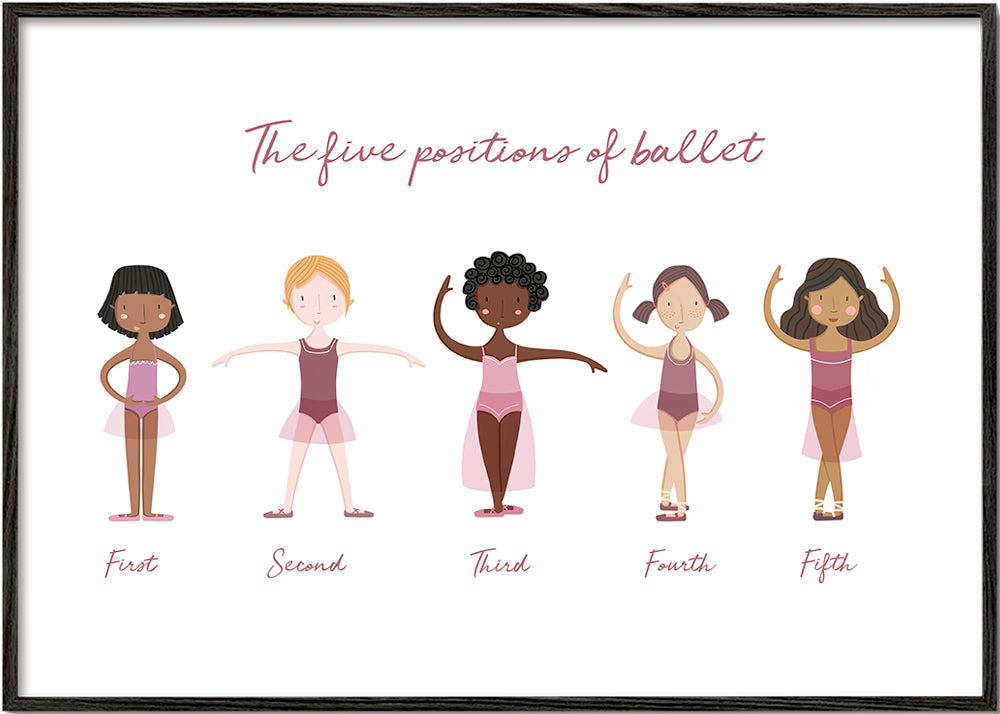 Illustration vijf balletposities in lila